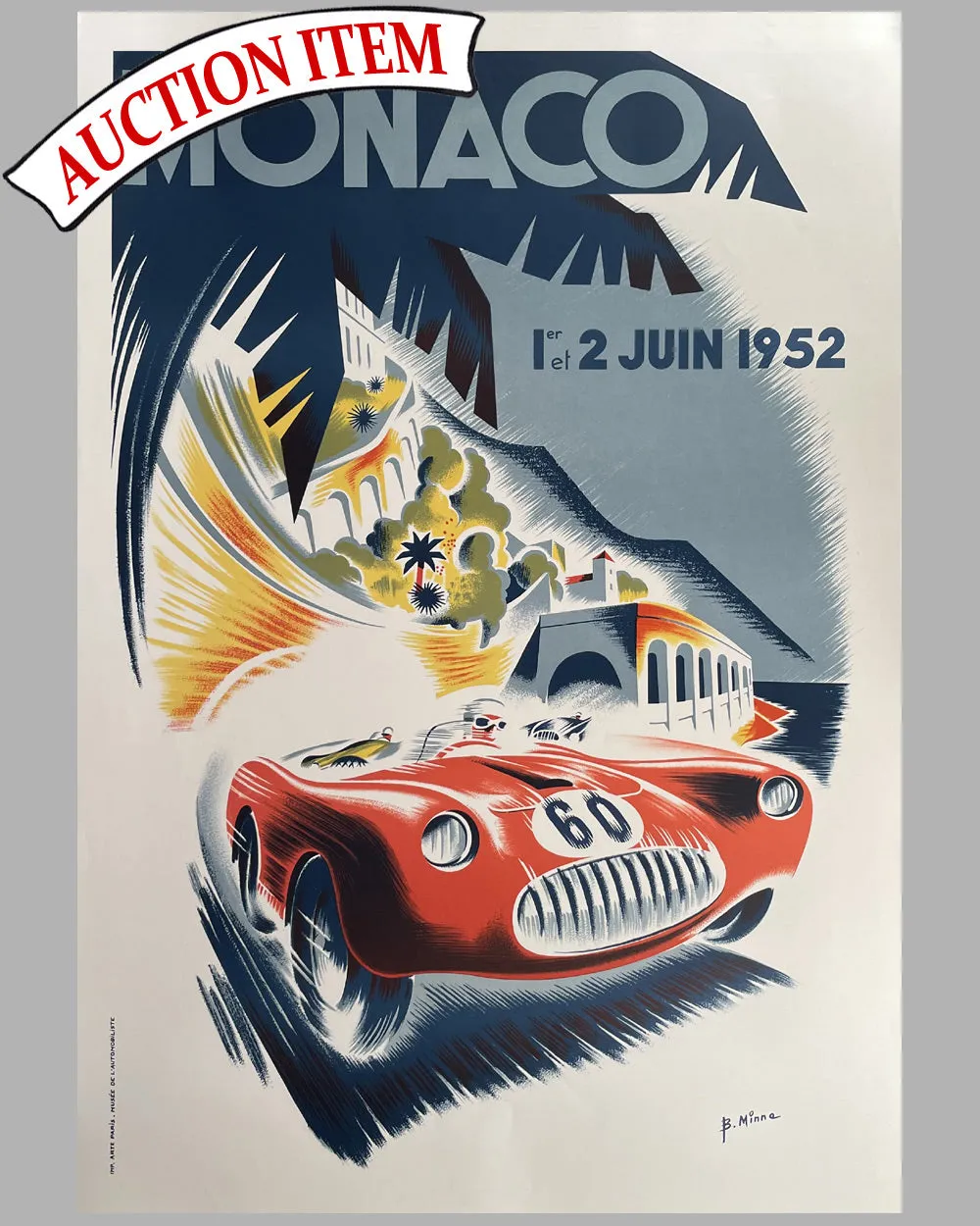 1952 Grand Prix of Monaco poster by B. Minne