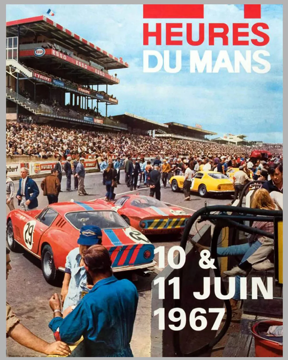 1967 - 24 Hours of Le Mans original official event poster by Andre Delourmel, France