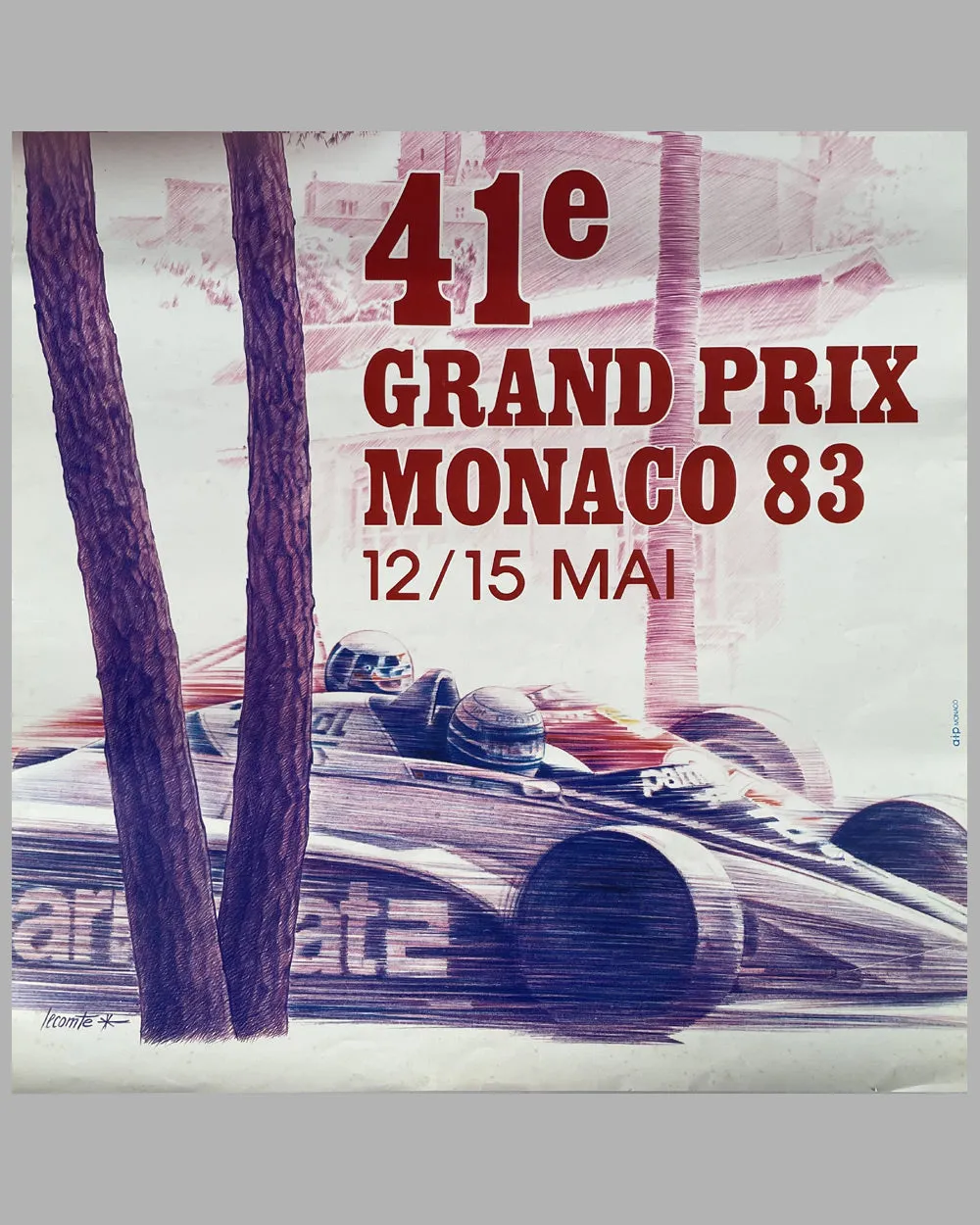 1983 Grand Prix of Monaco original poster by Pierre Lecomte