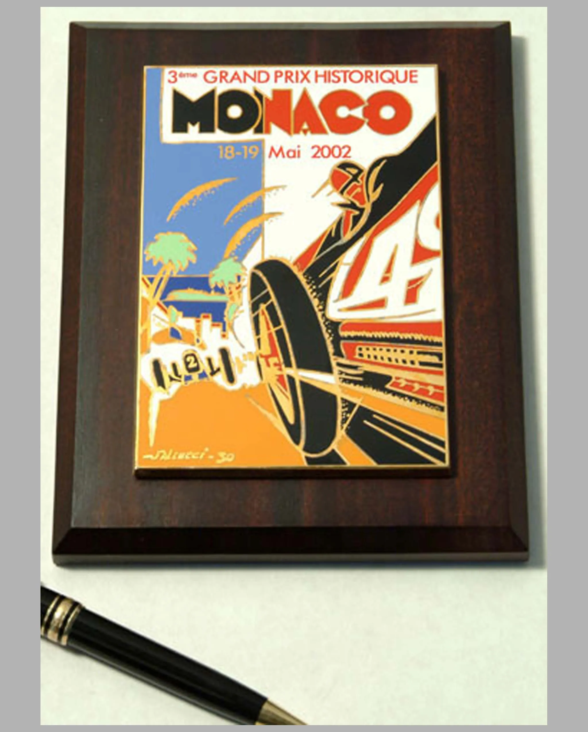 2002 Grand Prix Historique Monaco participant's wall plaque by Falcucci