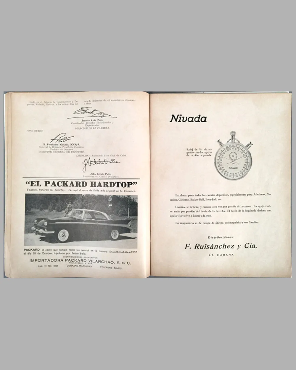 2nd Grand Prix of Cuba original program from 1958 - autographed