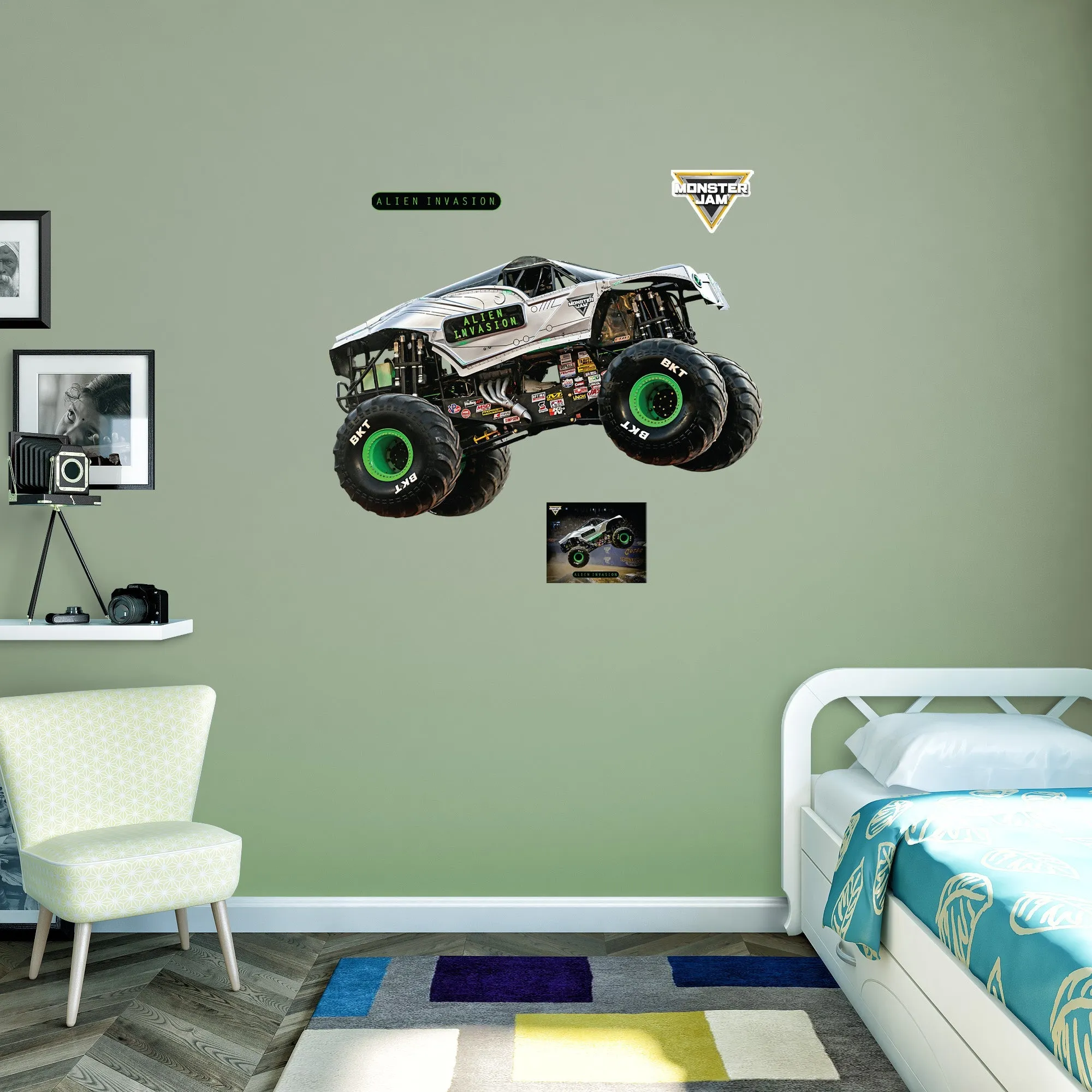 Alien Invasion         - Officially Licensed Monster Jam Removable     Adhesive Decal