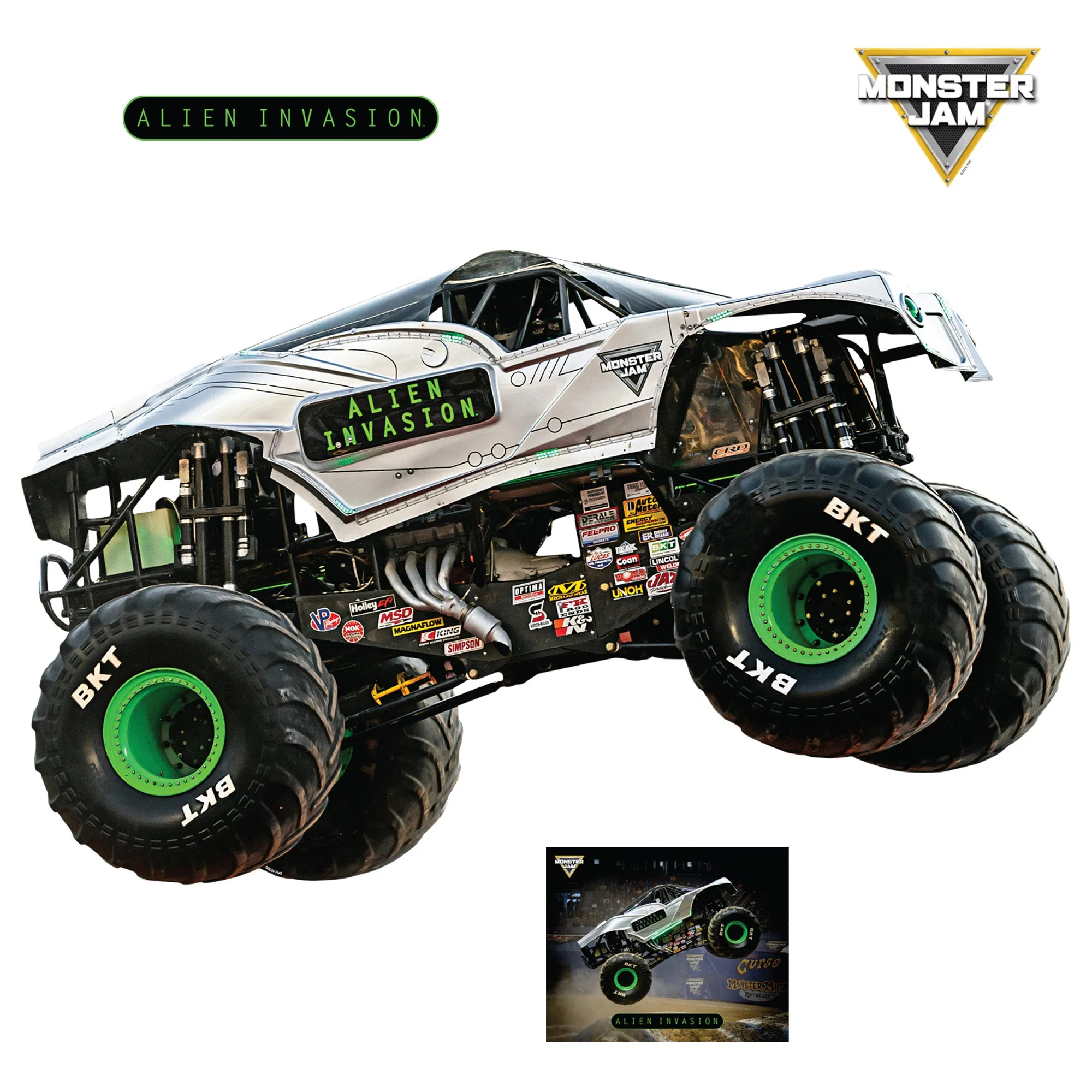 Alien Invasion         - Officially Licensed Monster Jam Removable     Adhesive Decal