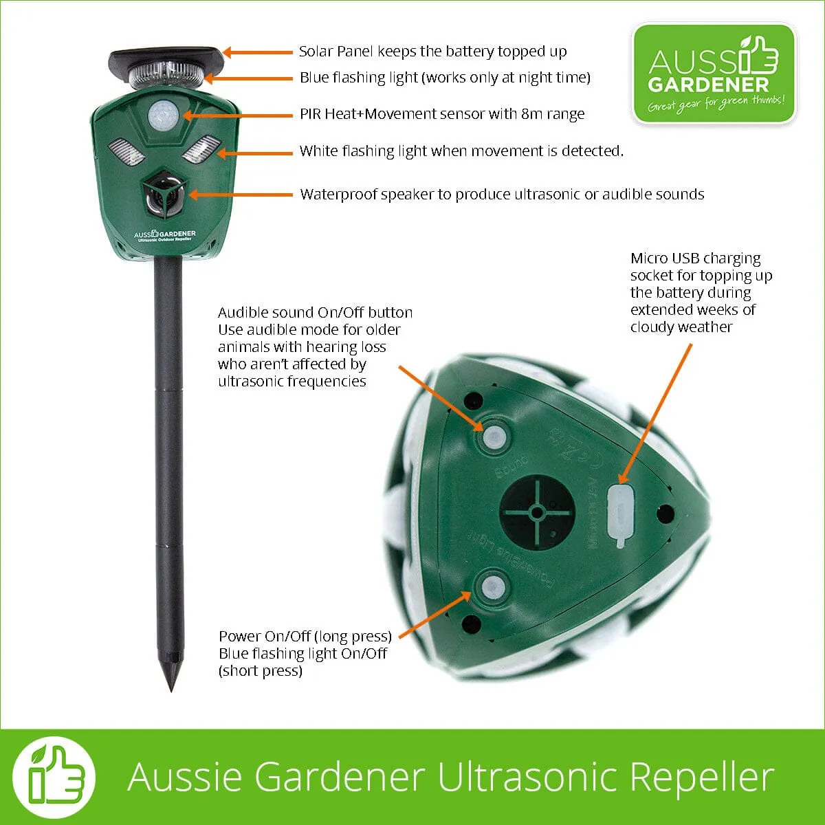 Aussie Gardener Ultrasonic Outdoor Repeller