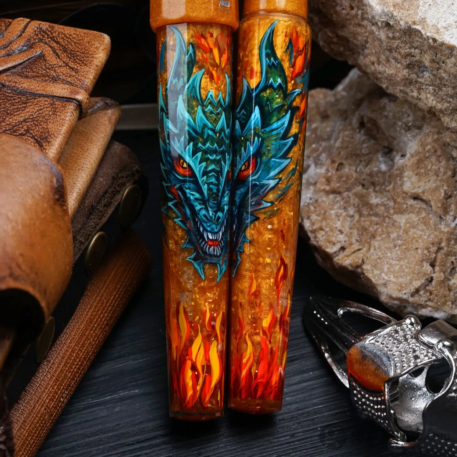 Benu Euphoria Handpainted Dragon Fountain Pen in Glasog