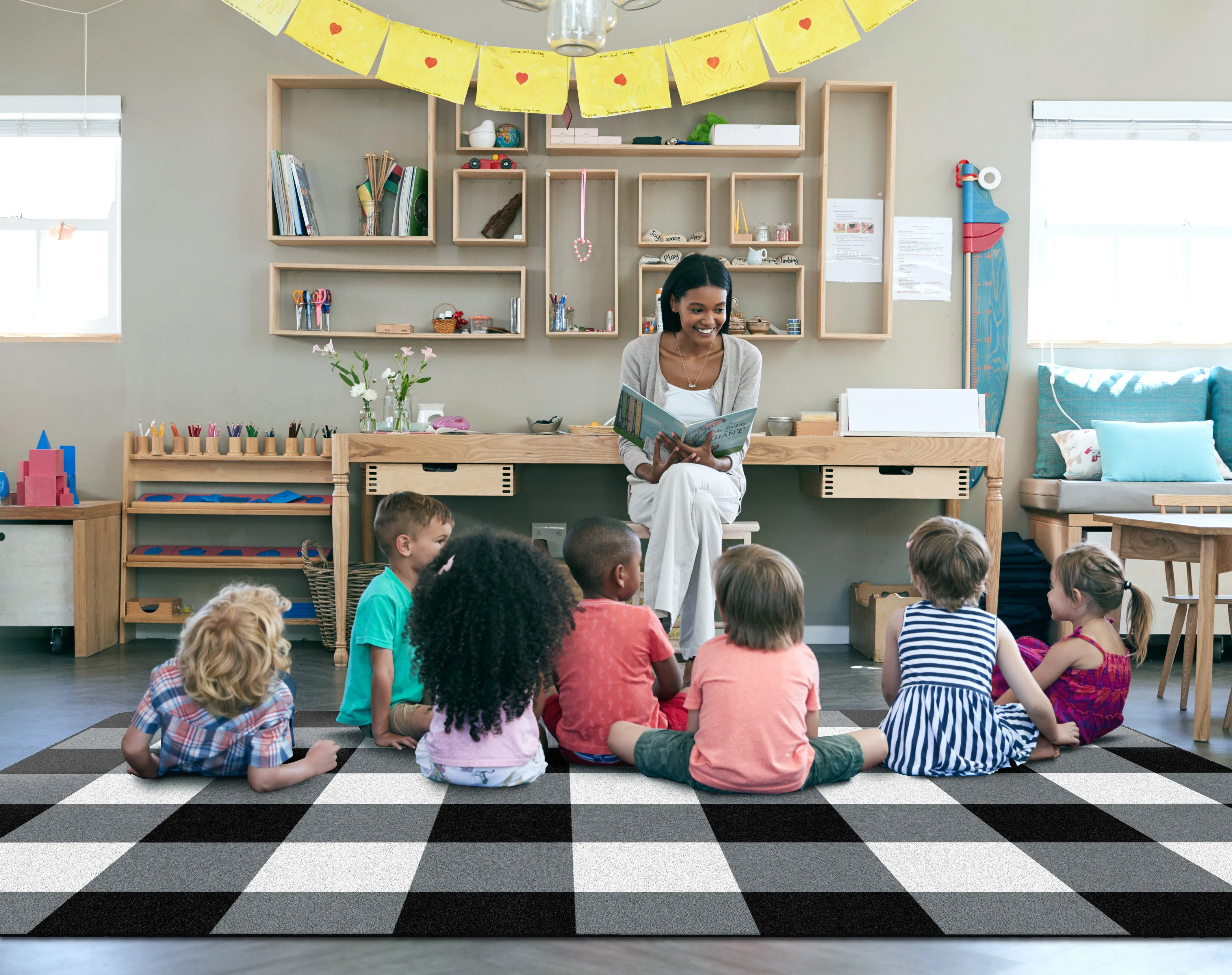 Black & White Buffalo Check | Classroom Rug | Schoolgirl Style