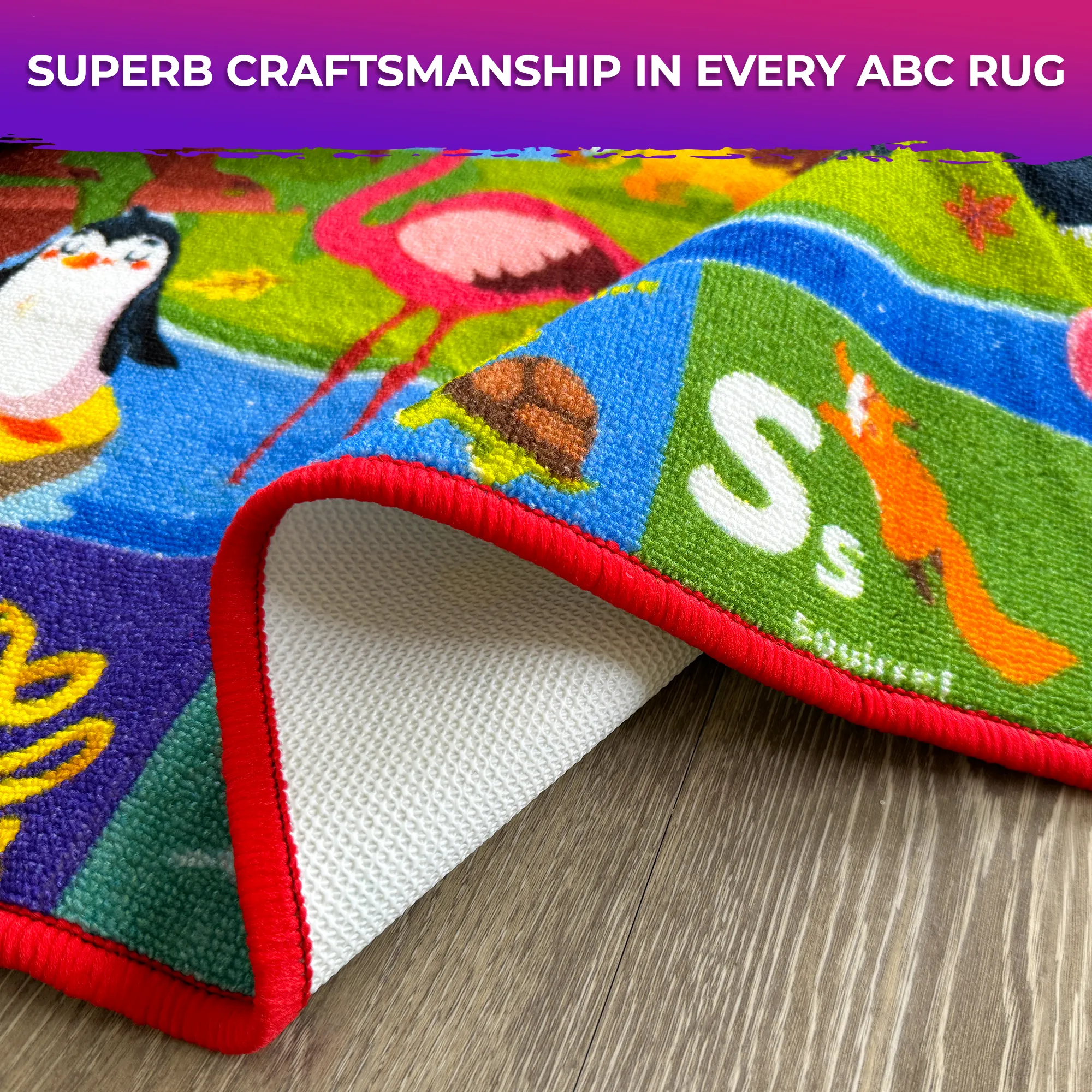 Classroom Rug for Kids | 59x39 ABC Rugs | Animals