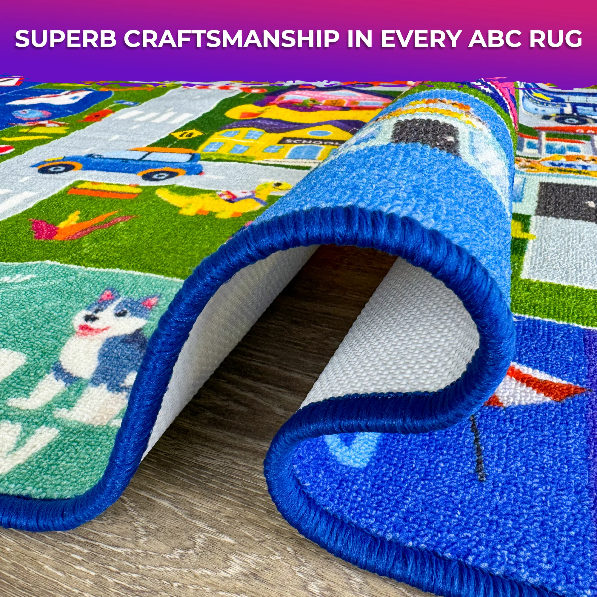 Classroom Rug for Kids | 78x59 ABC Rugs | City