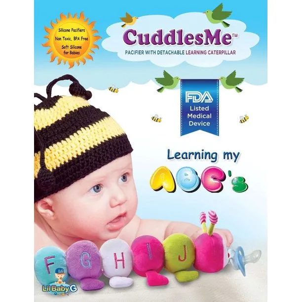 CuddlesMe Pacifier with Detachable Plush Learning Caterpillar ABC