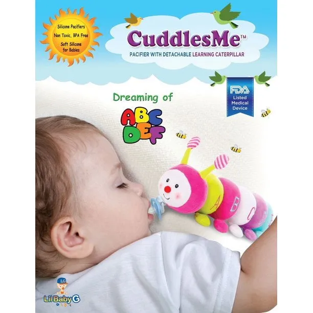 CuddlesMe Pacifier with Detachable Plush Learning Caterpillar ABC