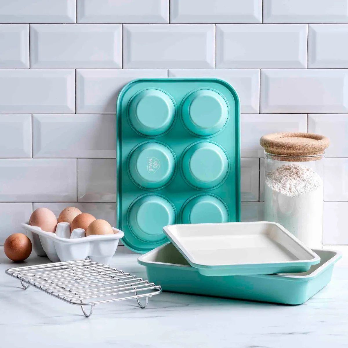 GreenLife Ceramic Nonstick 4-Piece Bakeware Set | Turquoise