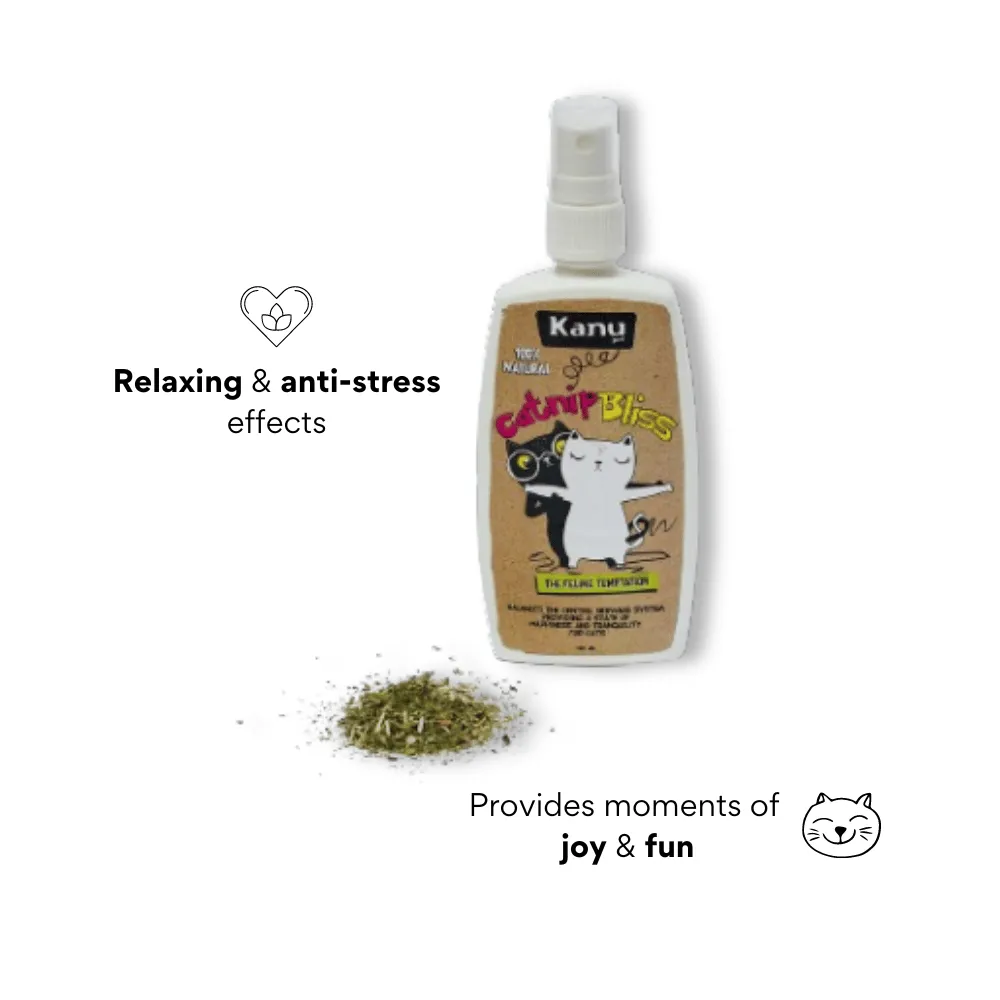 Kanu Pet's Catnip Bliss Spray, Irresistible Catnip Attraction for Cats, Promotes Fun and Calm