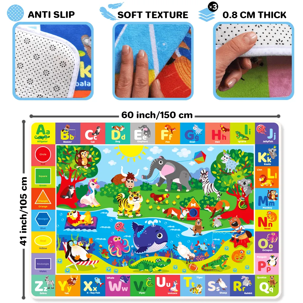 Large Baby Play Mat for Floor | Plush ABC Playmat for Toddlers