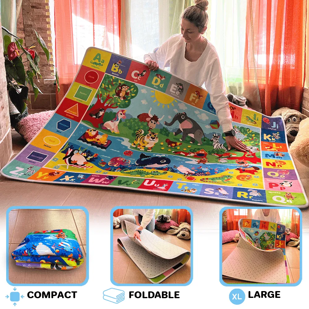 Large Baby Play Mat for Floor | Plush ABC Playmat for Toddlers