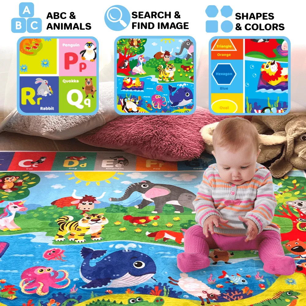 Large Baby Play Mat for Floor | Plush ABC Playmat for Toddlers