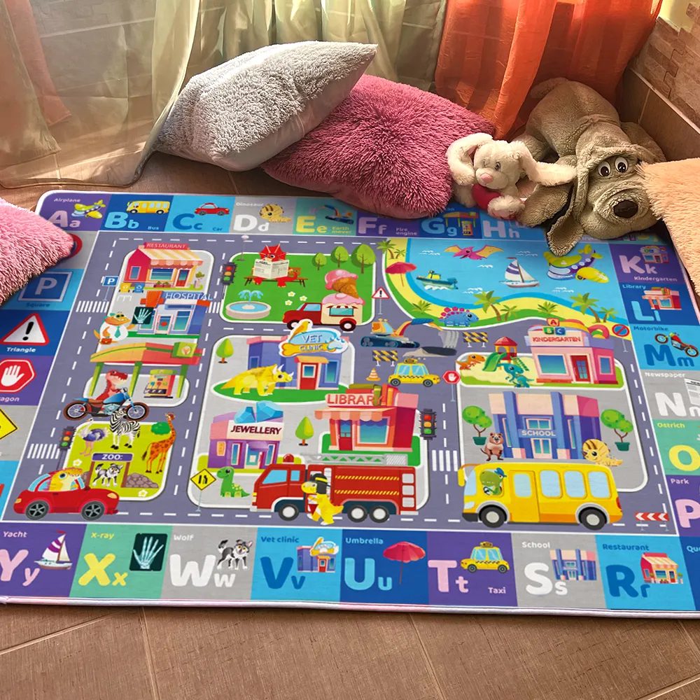 Large Baby Play Mat for Floor | Plush ABC with City