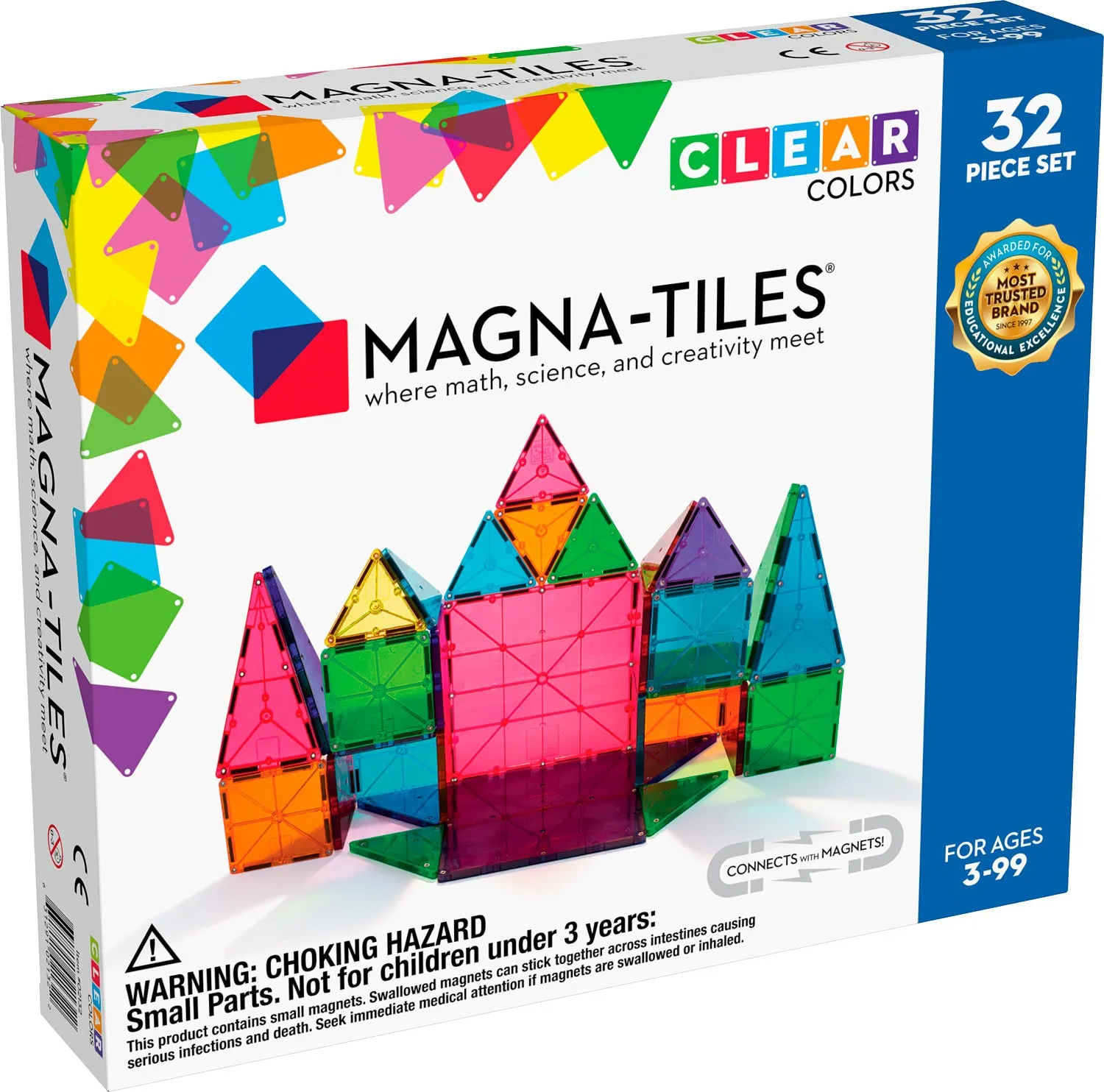 Magna-Tiles Clear Colors 32 Piece Set