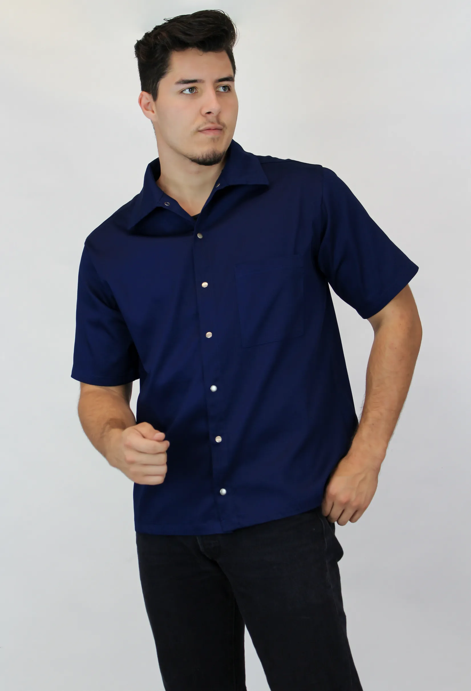 Men's Blue Classic Cars Edition Embroidered Short-Sleeve Top #METCCE