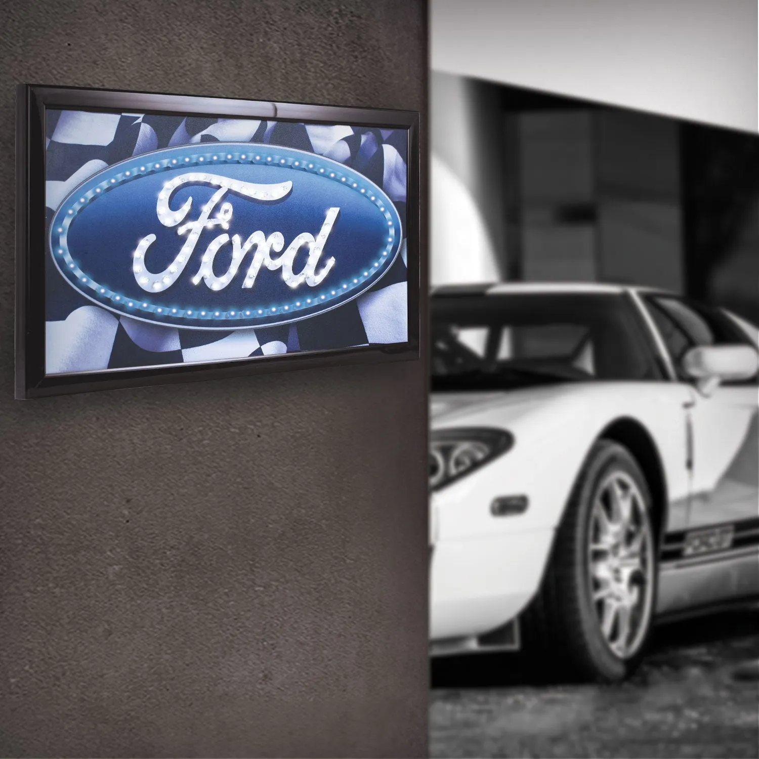 Officially Licensed Ford Logo Framed LED Sign