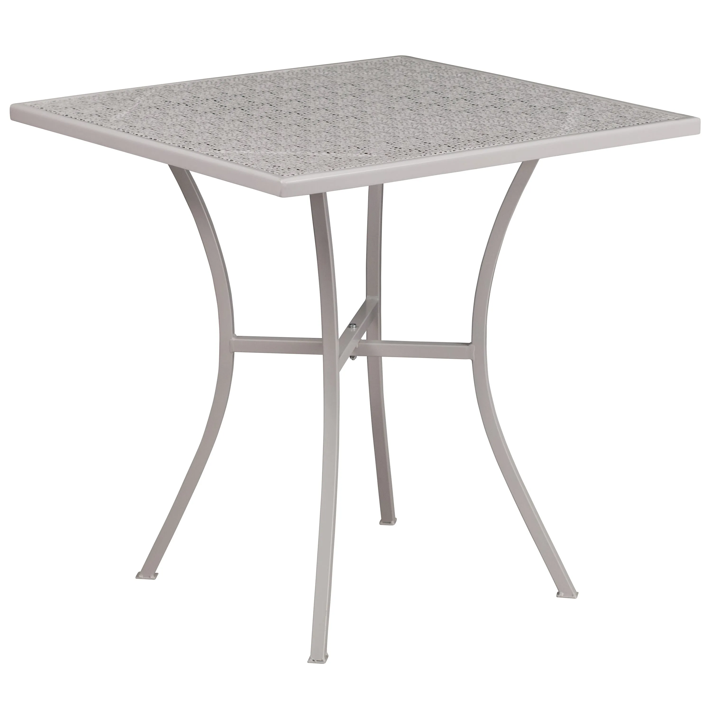 Oia Commercial Grade 28" Square Indoor-Outdoor Steel Patio Table Set with 4 Square Back Chairs