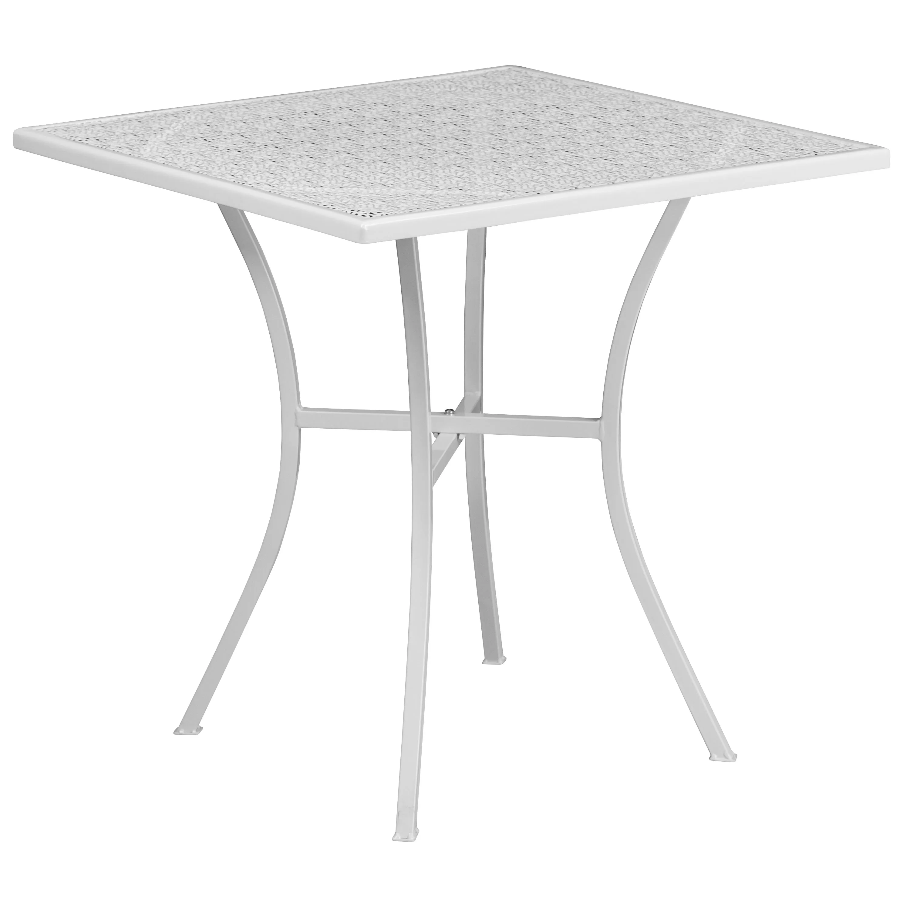 Oia Commercial Grade 28" Square Indoor-Outdoor Steel Patio Table Set with 4 Square Back Chairs