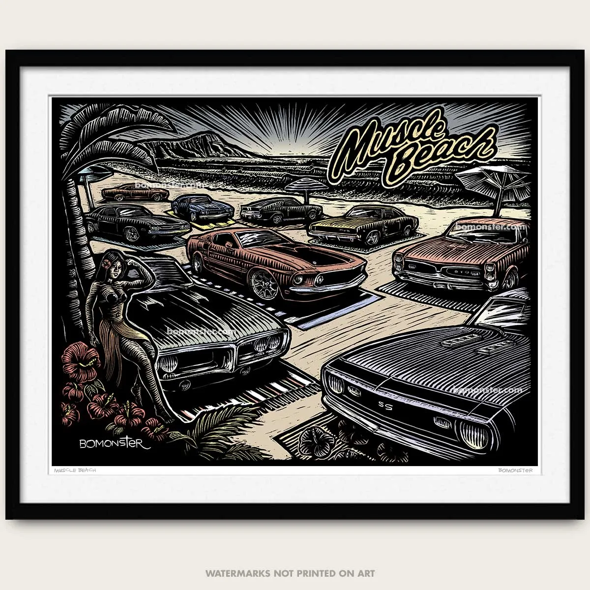 Original Muscle Car Art "Muscle Beach"