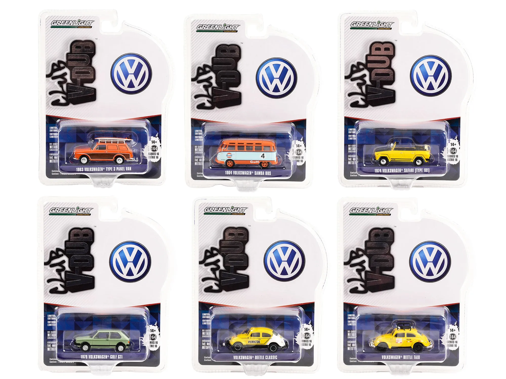 "Club Vee V-Dub" Set of 6 pieces Series 16 1/64 Diecast Model Cars by Greenlight