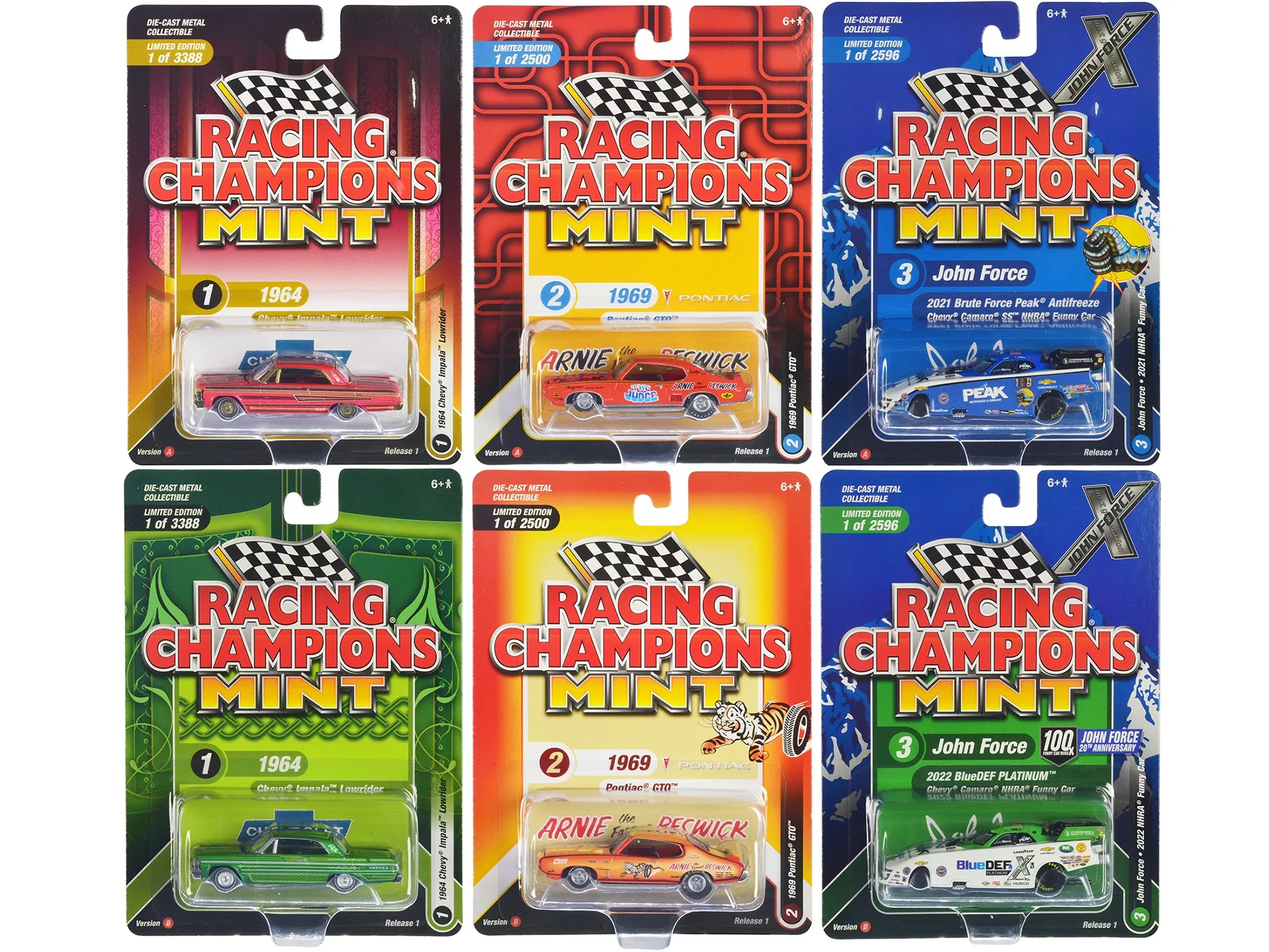 "Racing Champions Mint 2023" Set of 6 Cars Release 1 1/64 Diecast Model Cars by Racing Champions