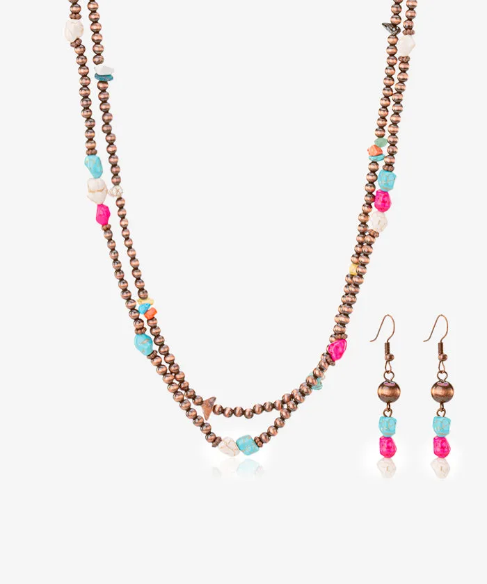 Rustic Couture's Bohemian Pendant Necklace Earrings Set