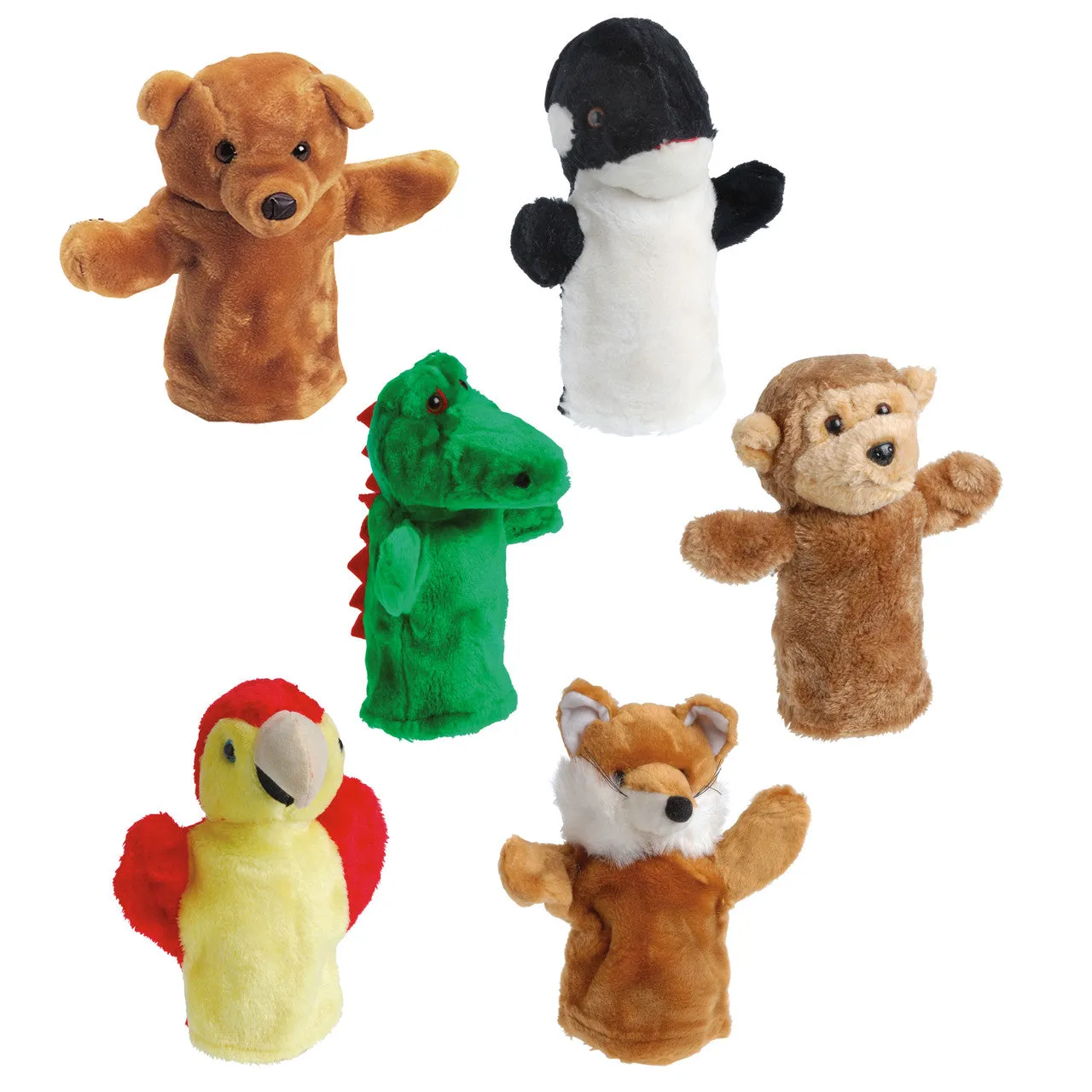 Set Of 6 Plush Animal Puppets