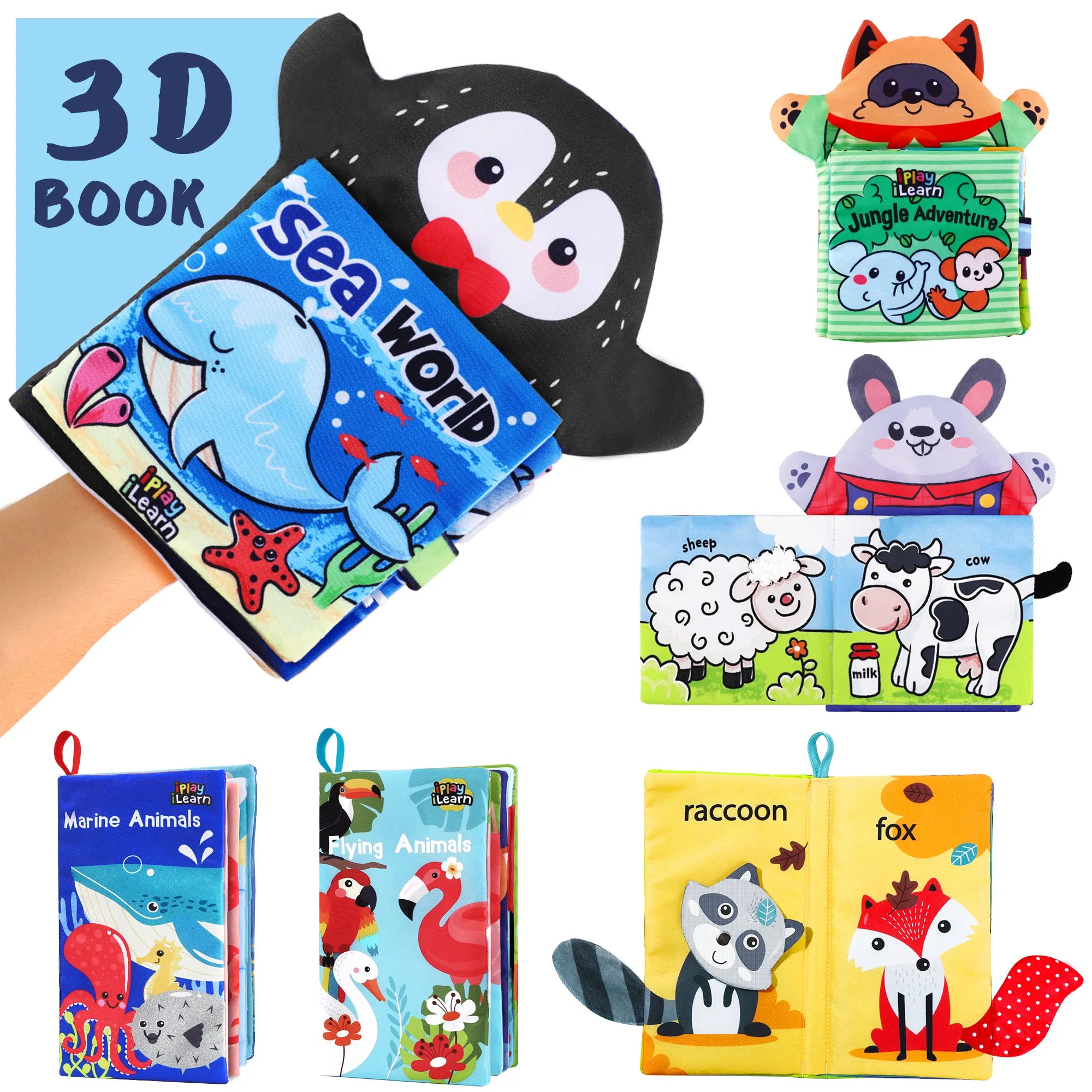 Soft Baby Books, Infant Touch and Feel Cloth Book Set