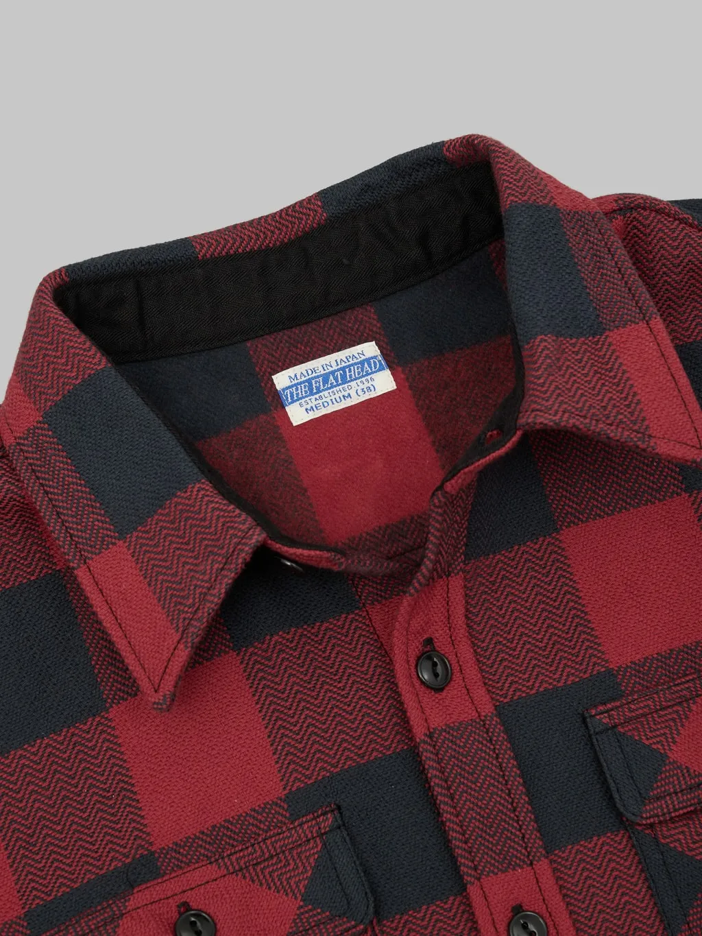 The Flat Head Block Check Flannel Shirt Red/Black