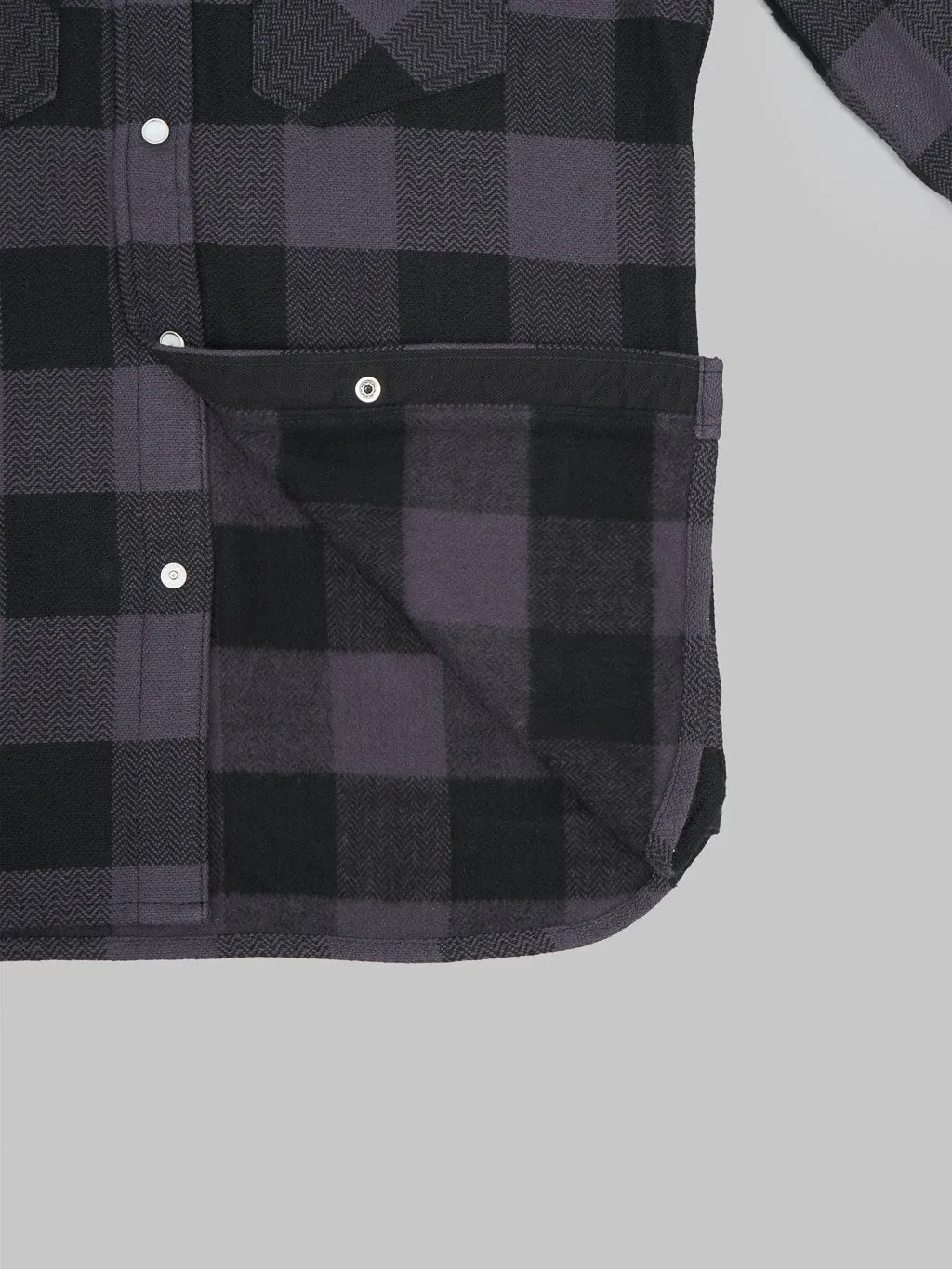 The Flat Head Block Check Flannel Western Shirt Grey/Black