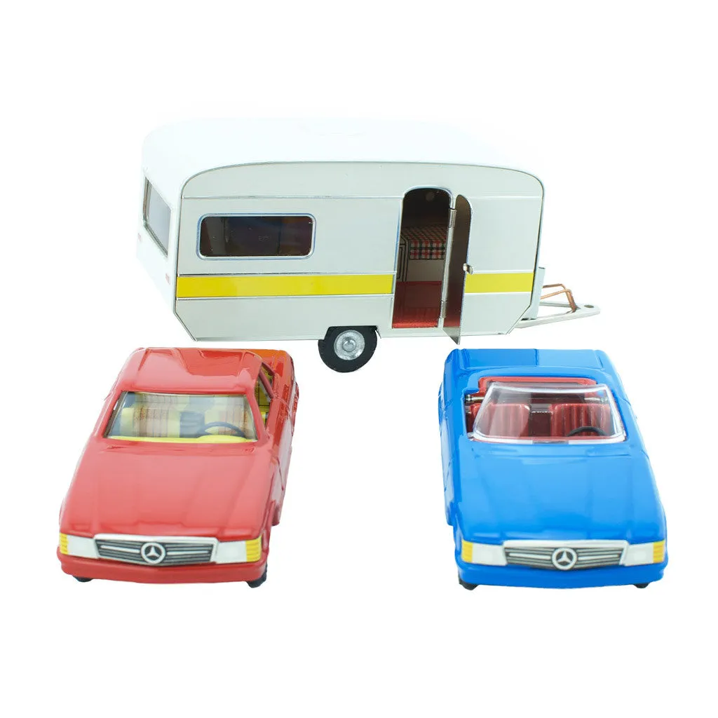 Tin Toy Set - Mercedes Cabrio, Coupe & Caravan