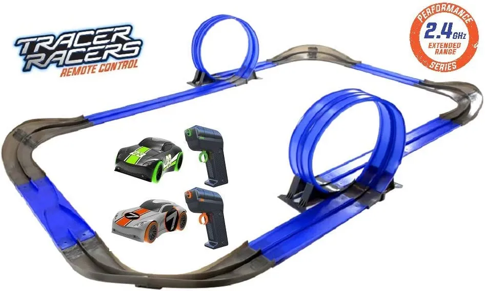 Tracer Racer RC Super Looper Speedway Glow In The Dark Race Set