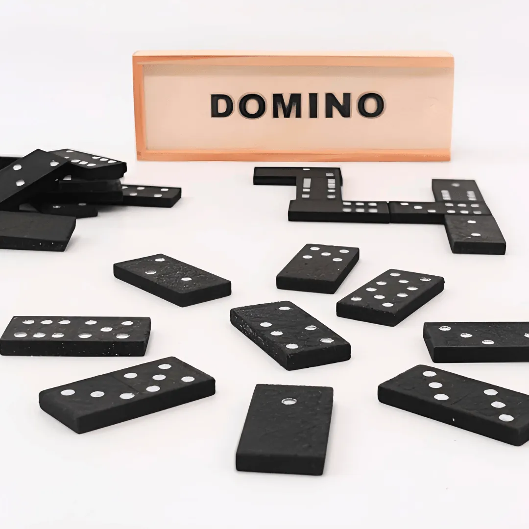 Wooden Blocks/Dominoes Game for Kids | Creativity | Education (with Wooden Storage Box)